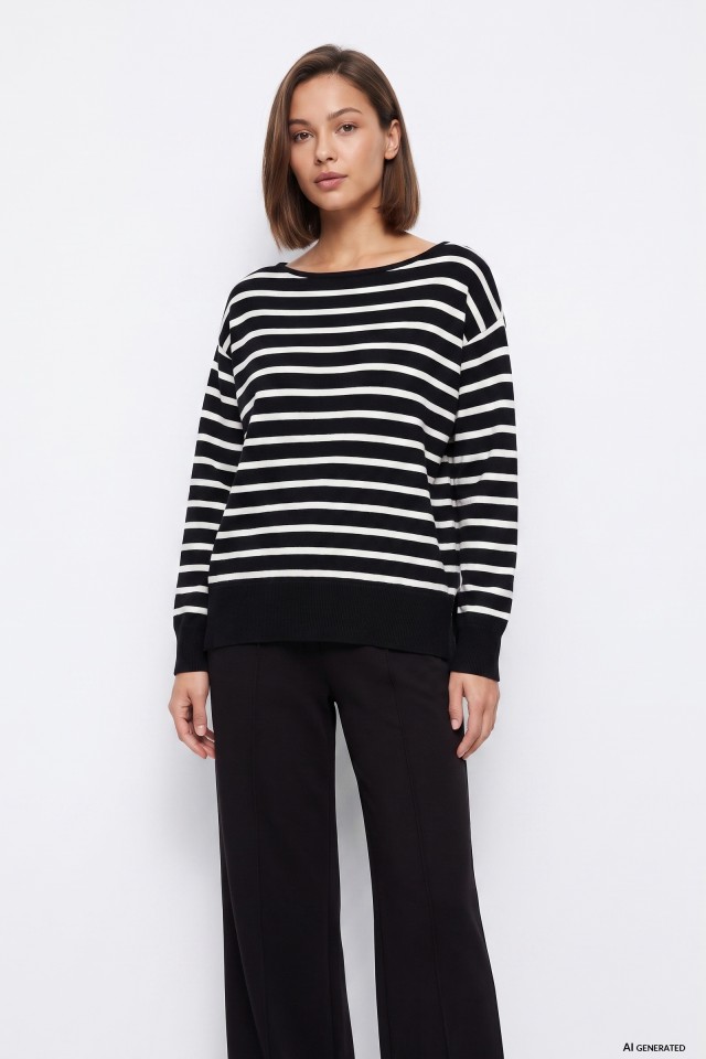 Camisola riscas preta oversize