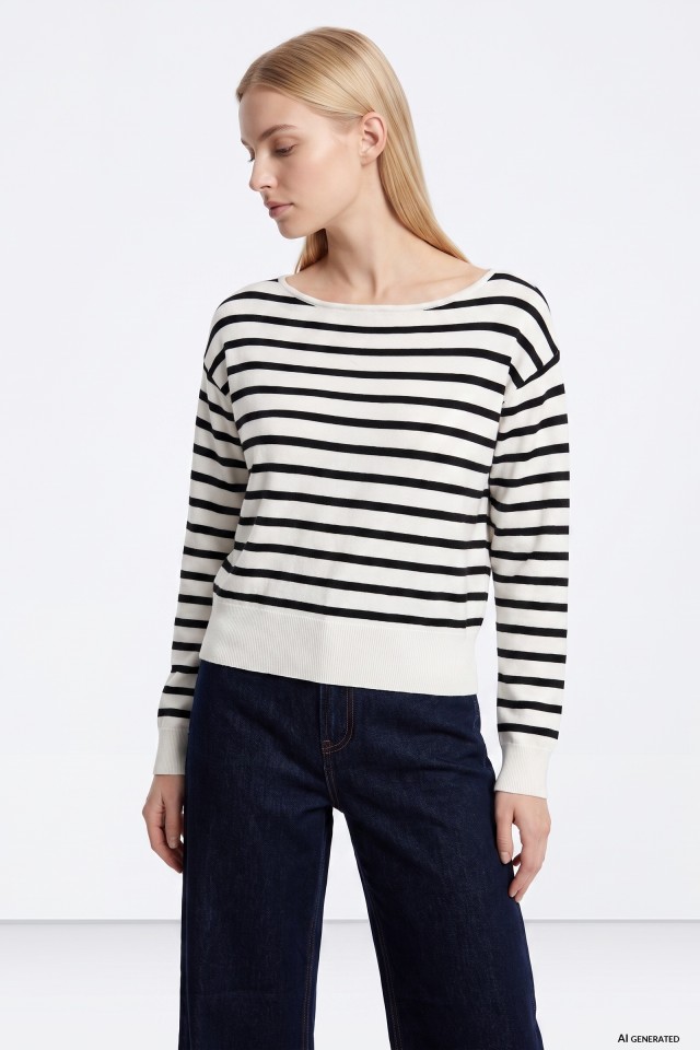 Camisola Cru Riscas Minimalista