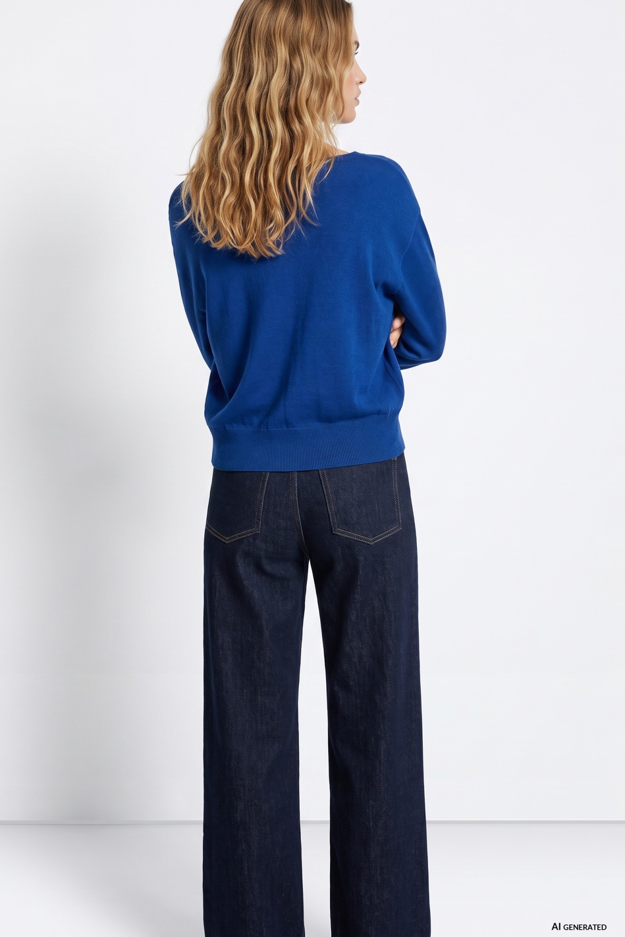 Camisola azul com corte largo