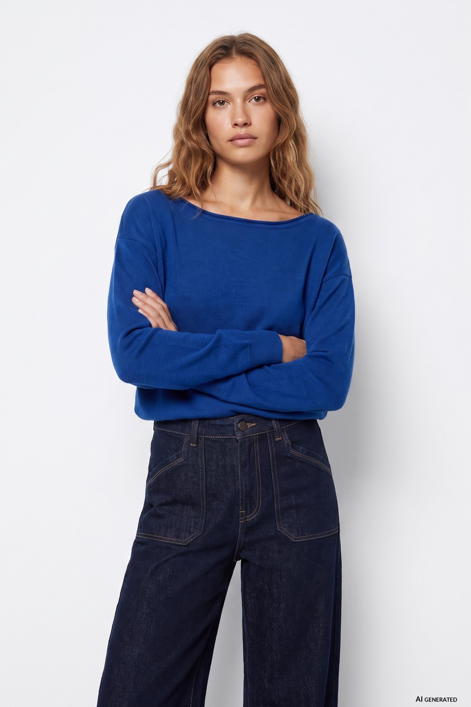 Camisola azul com corte largo