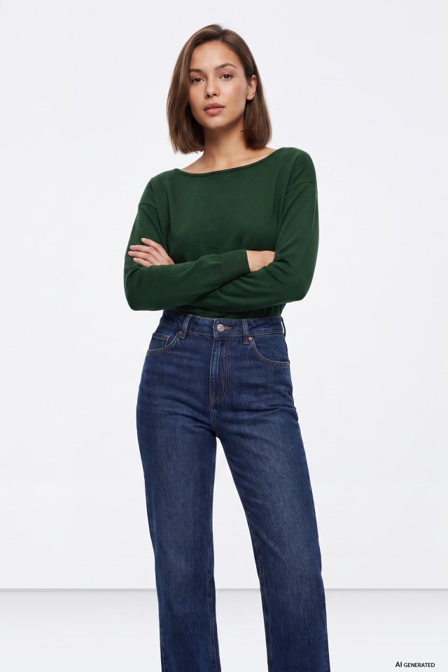 Green Loose Fit Sweater