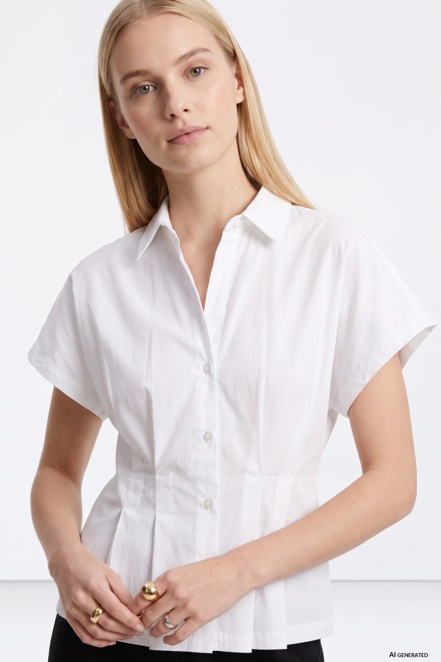 Short Sleeve Fitted White Shirt