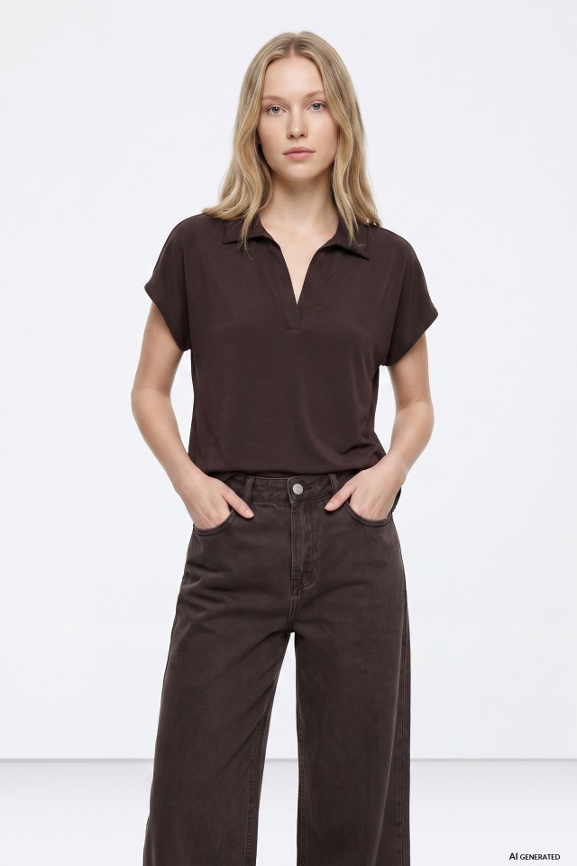 Blusa chocolate manga curta