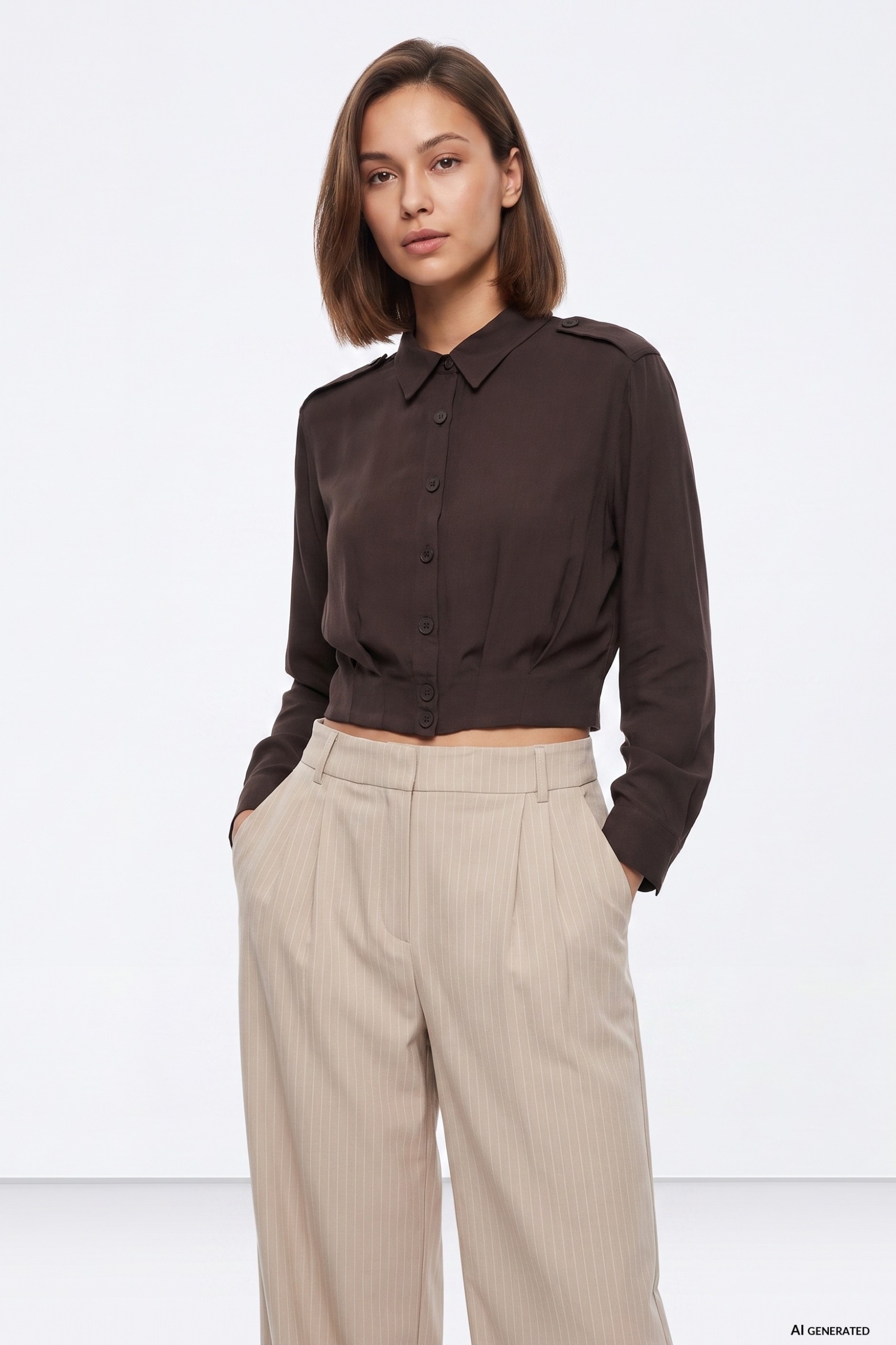 Camisa cropped chocolate