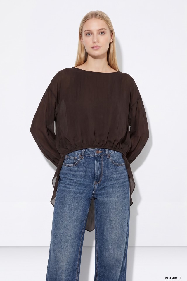 Chocolate Long Sleeve Blouse
