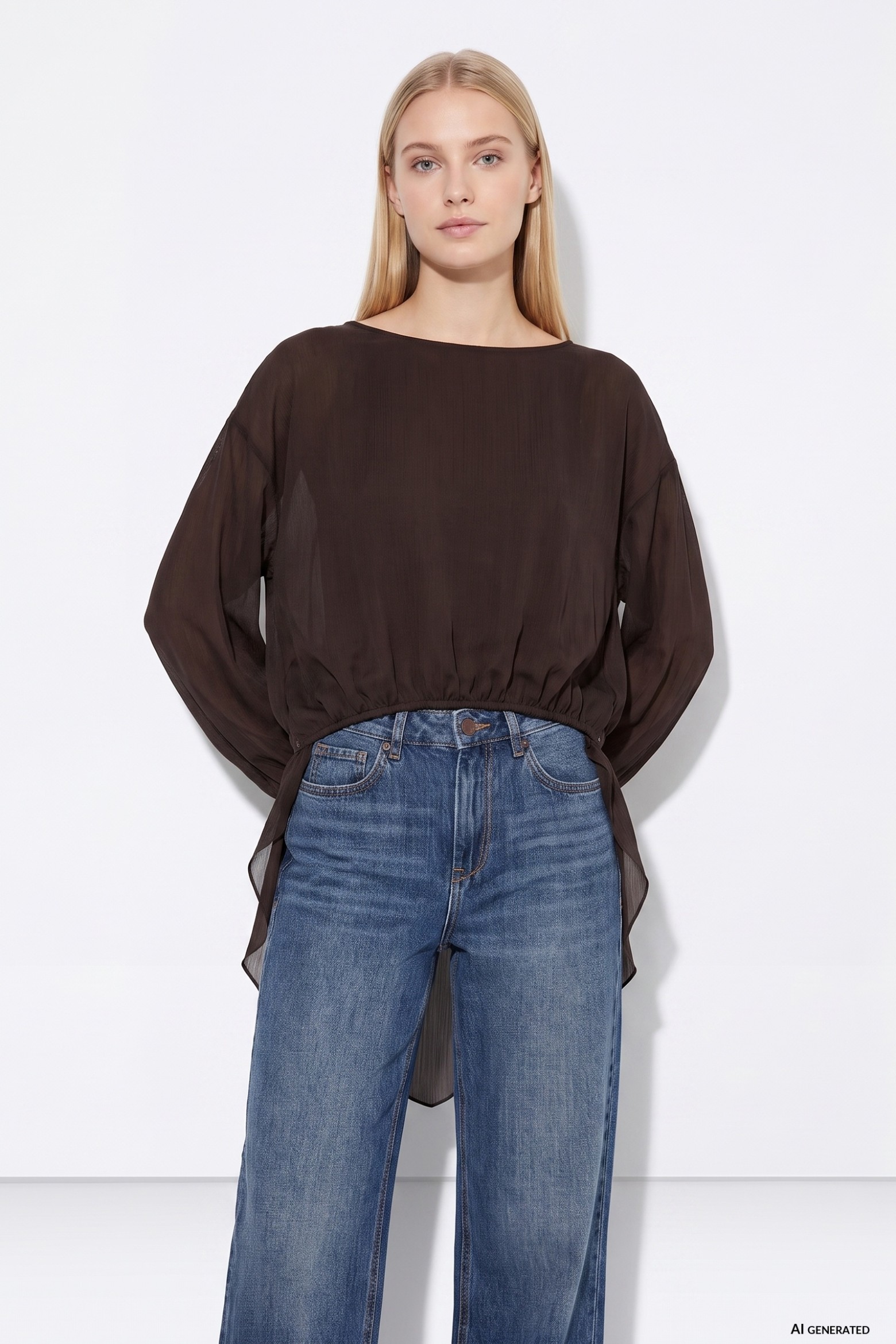 Chocolate Long Sleeve Blouse