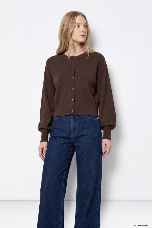 Brown Cropped Cardigan