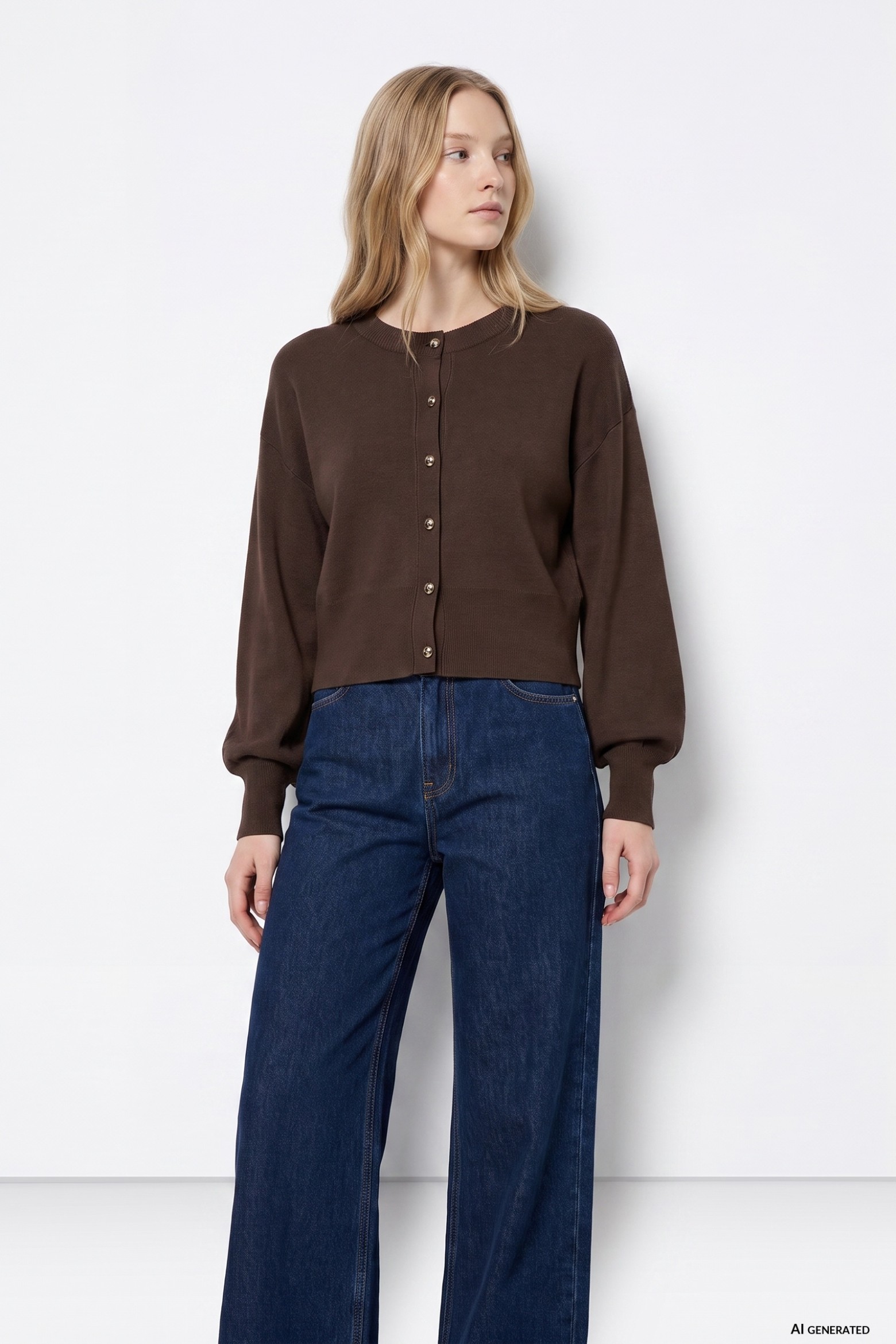 Brown Cropped Cardigan