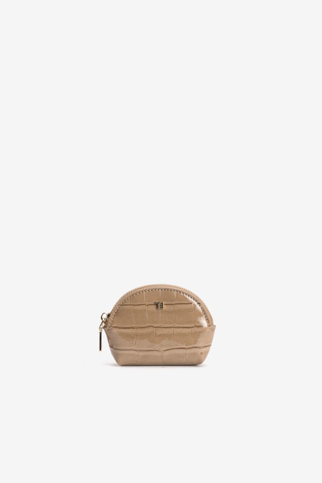 Porta-moedas bege compacto