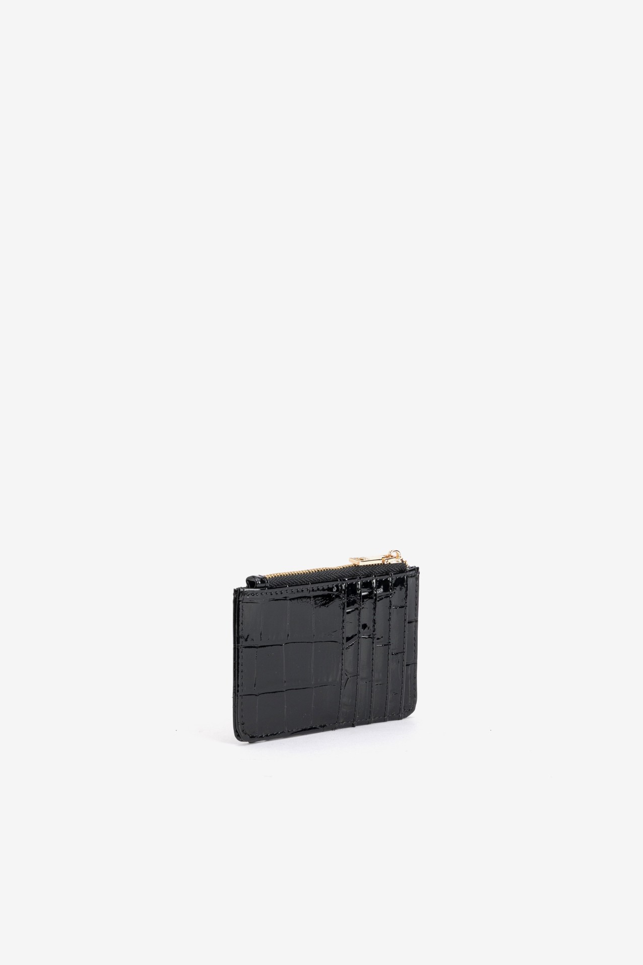 Porta-cart�es preto efeito croco