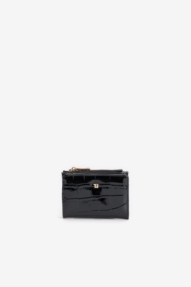 Black Croc-Effect Coin Purse