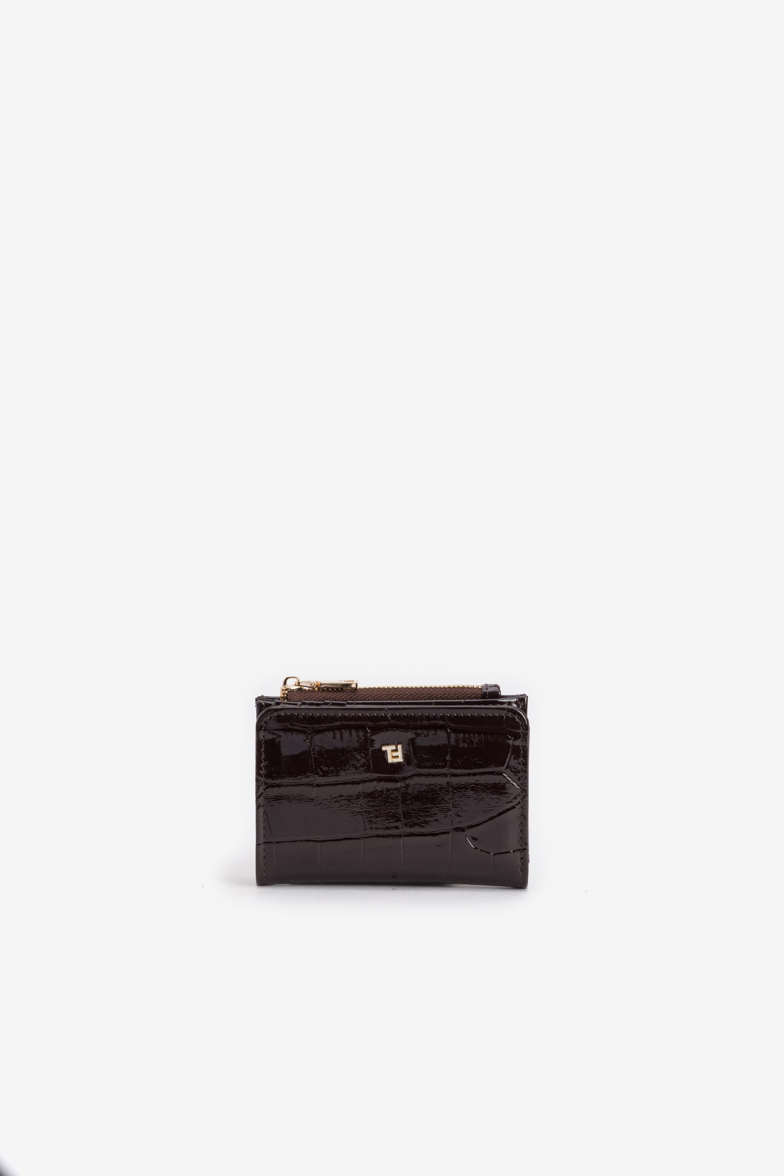Monedero marrón oscuro croc