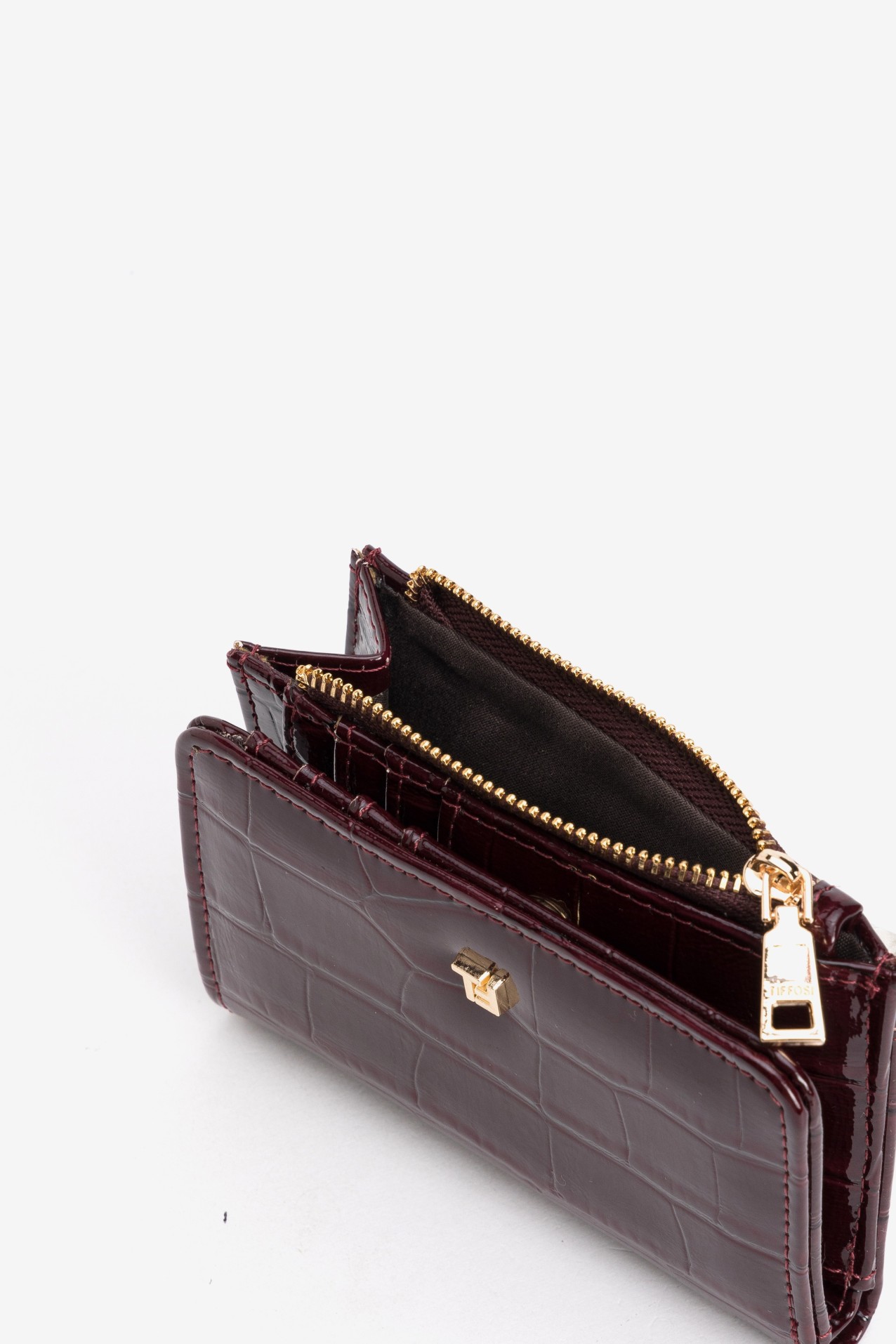 Porta-moedas vermelho efeito croc