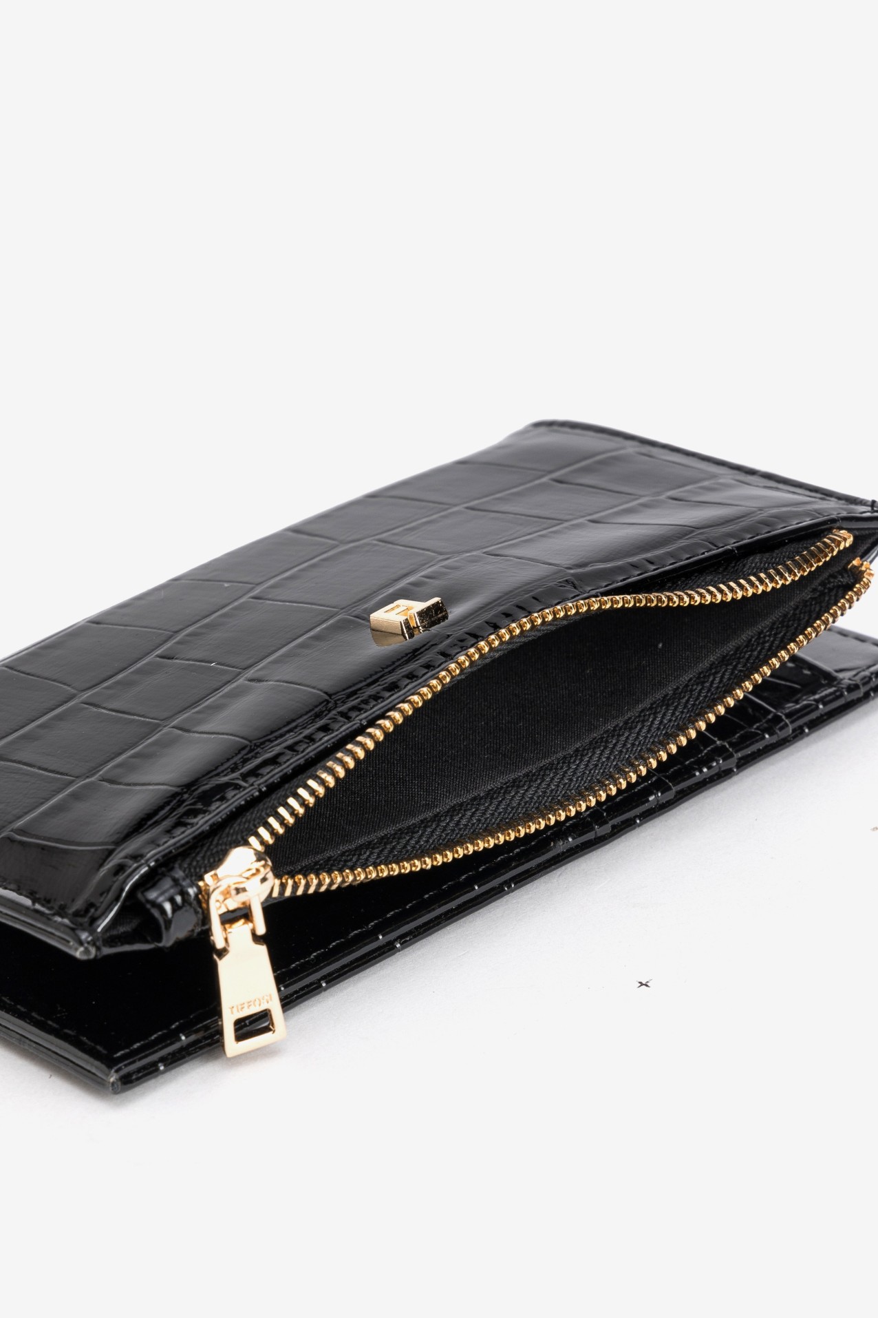 Porta-moedas preto croc