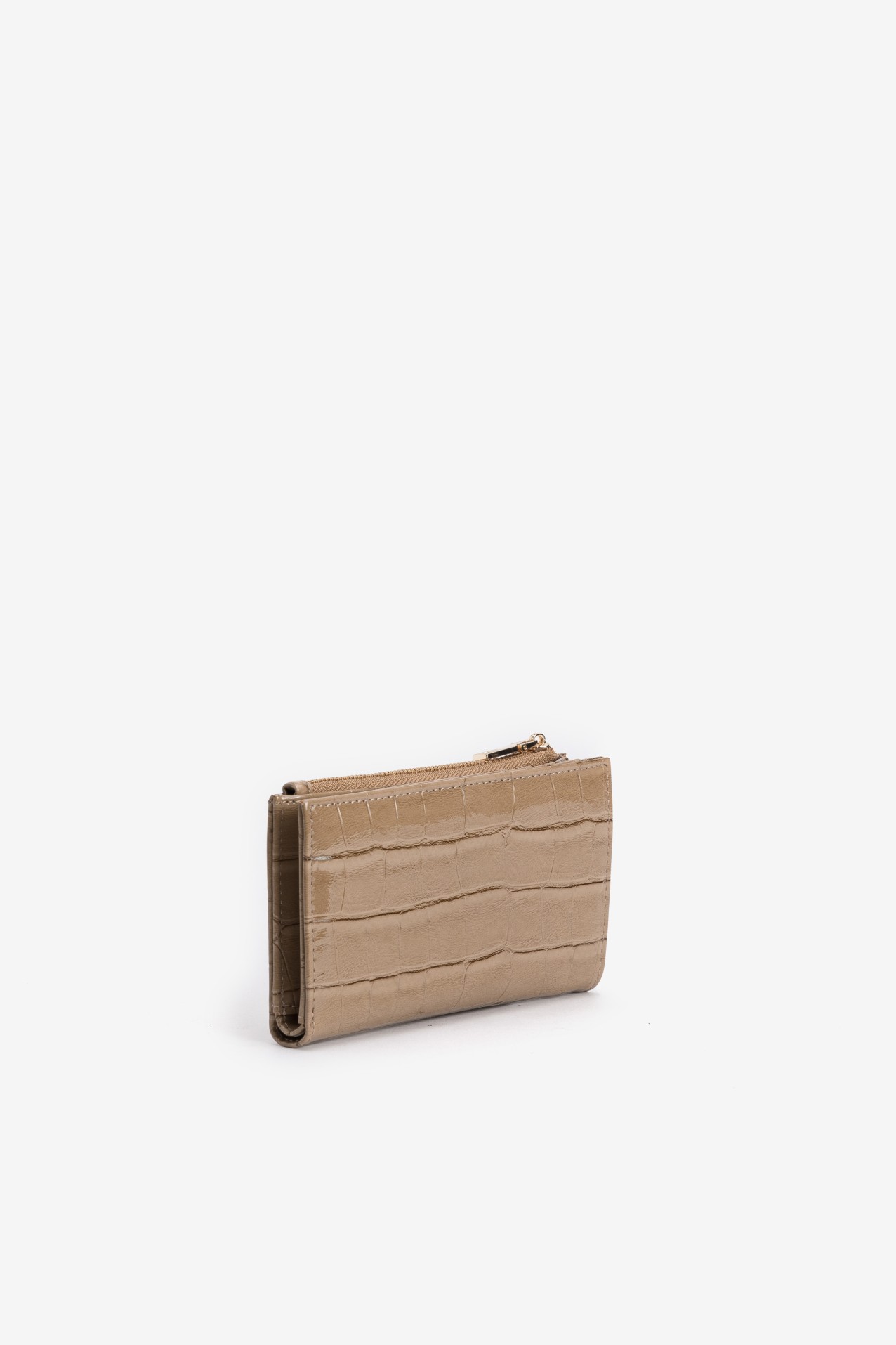 Porta-moedas bege compacto