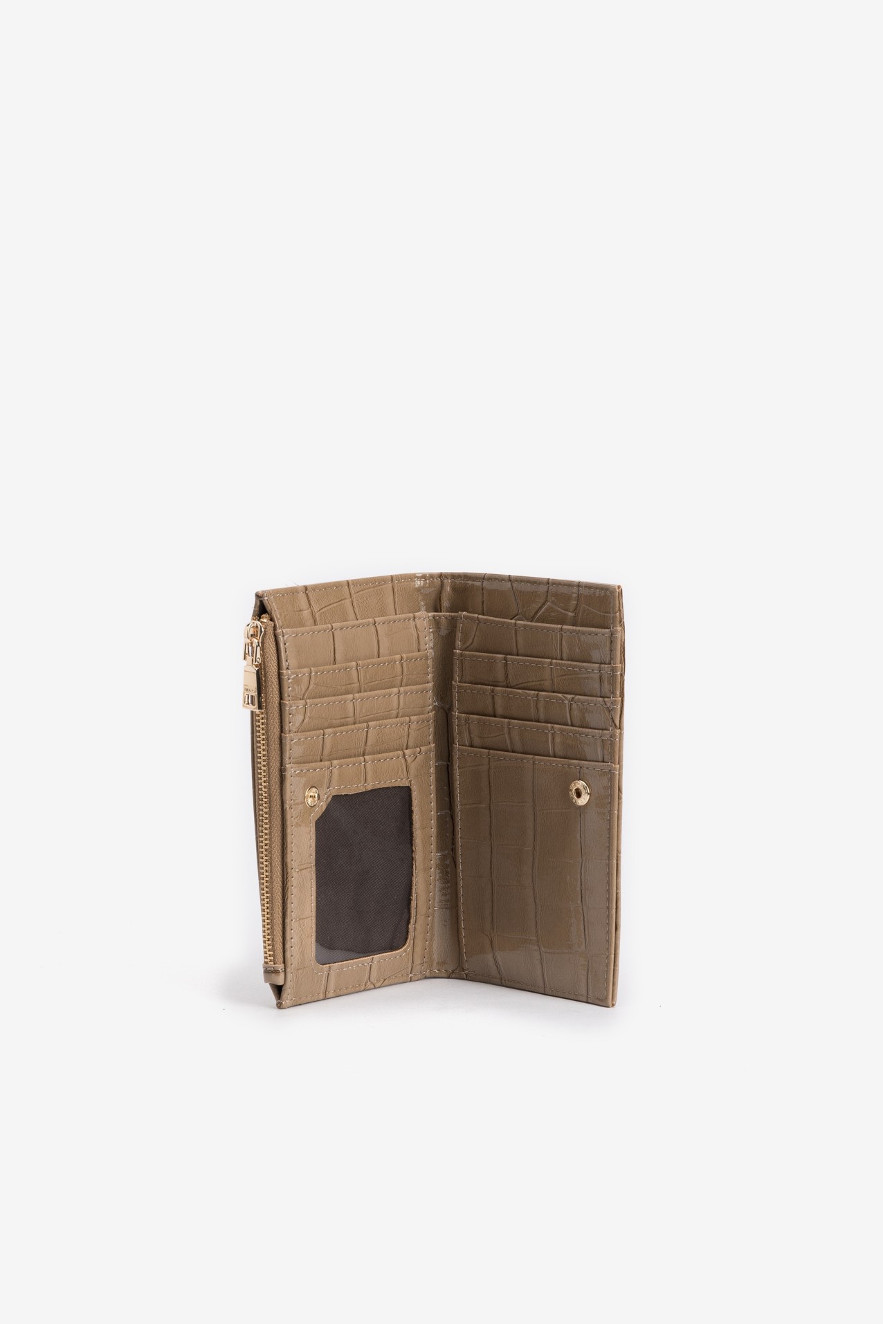 Porta-moedas bege compacto