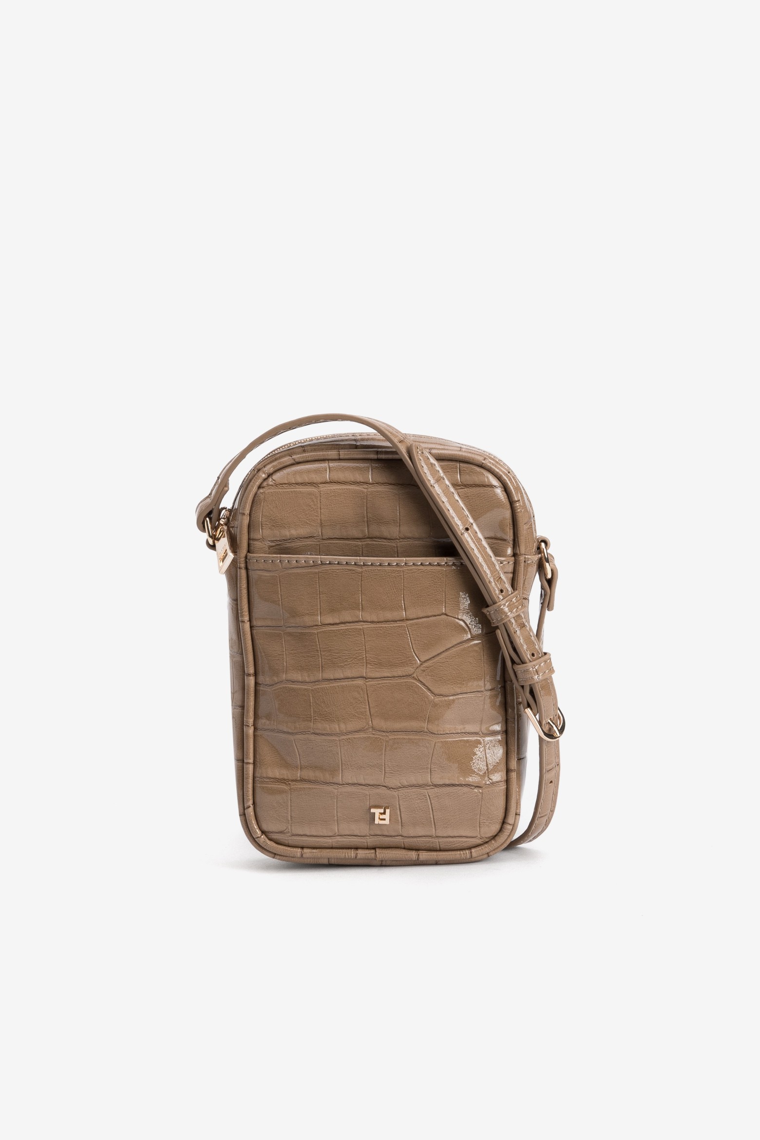 Beige Croc Effect Pouch