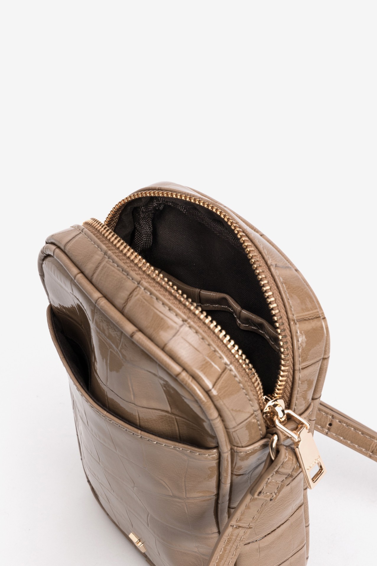 Beige Croc Effect Pouch