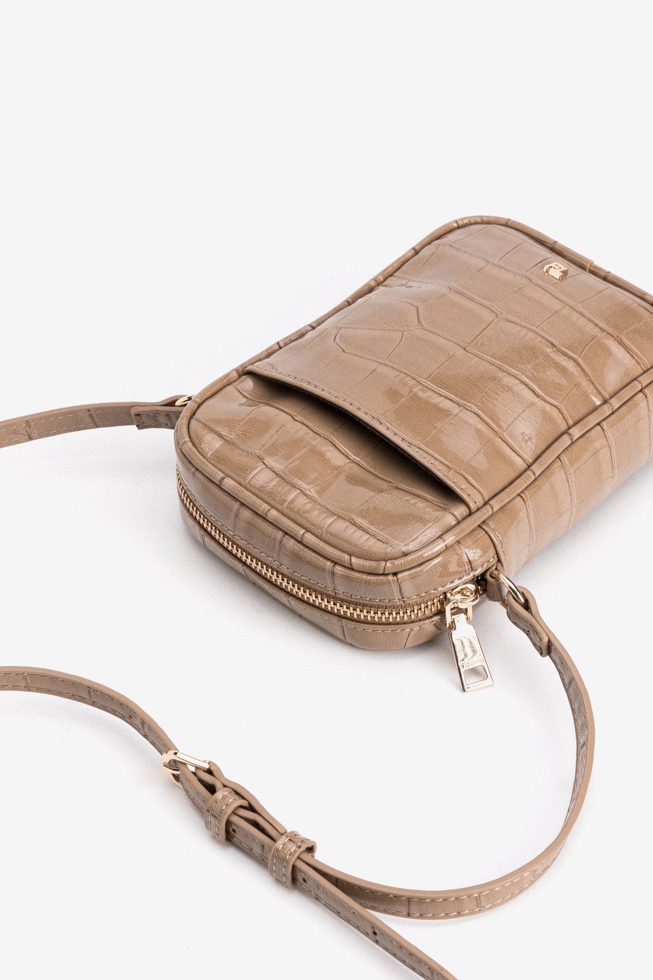 Beige Croc Effect Pouch