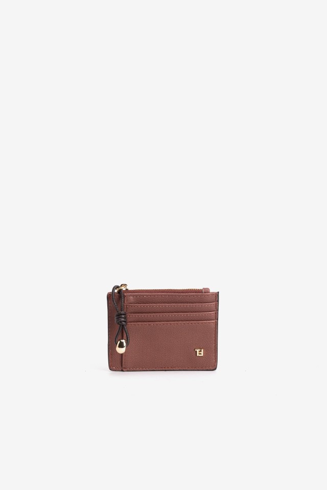 Porta tarjetas marr�n compacto