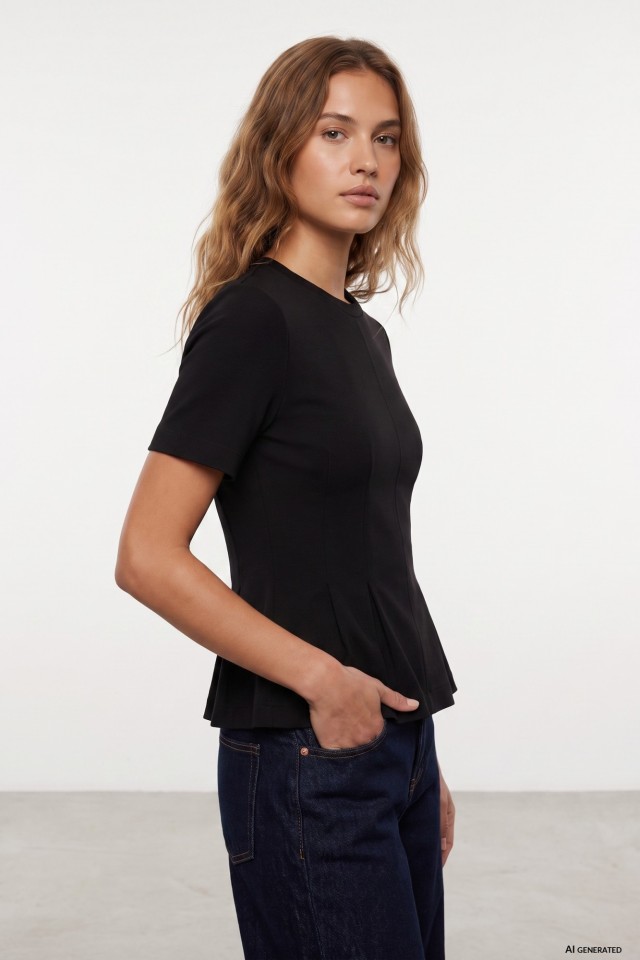 Camiseta negra ajustada corta