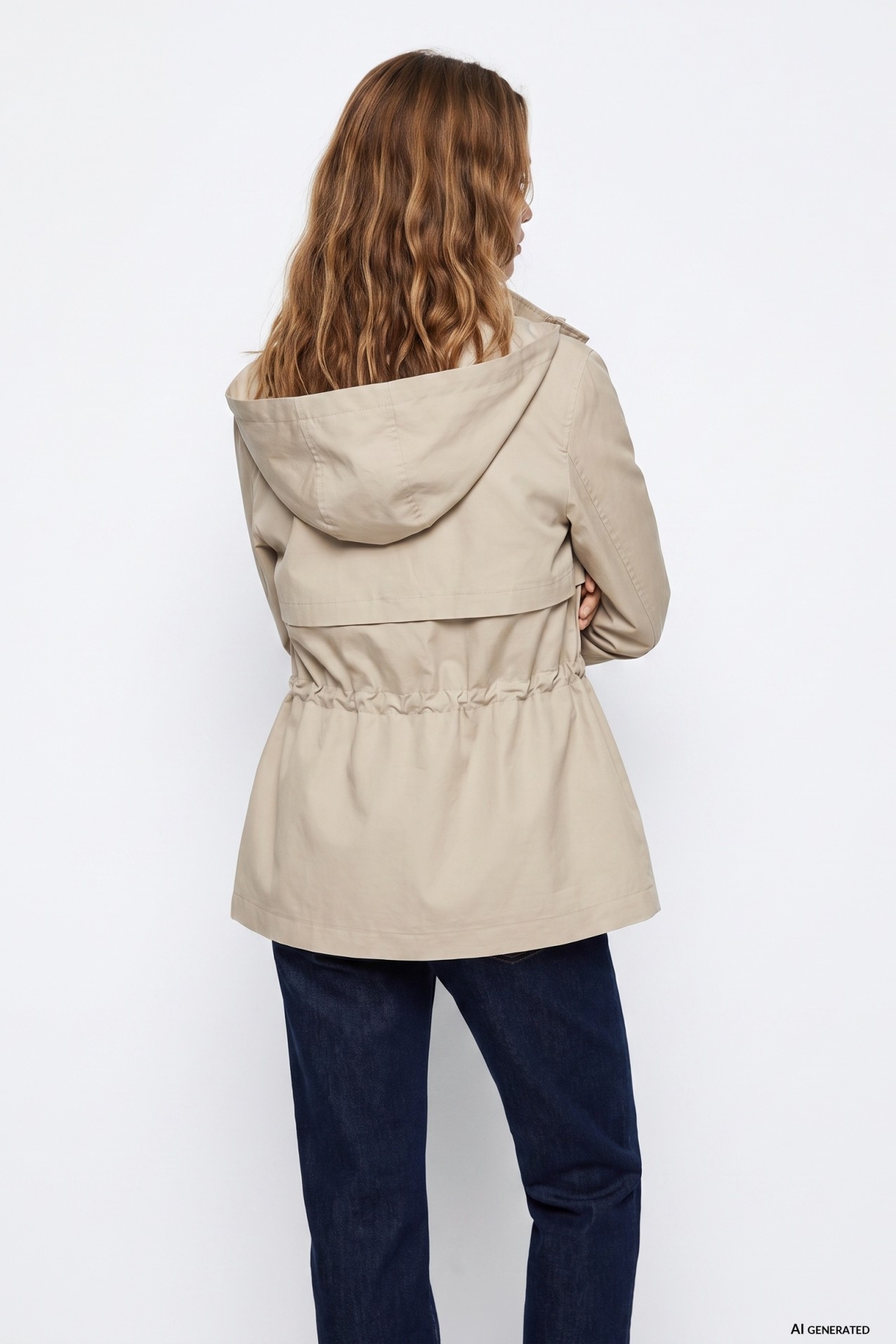 Chaqueta beige con capucha