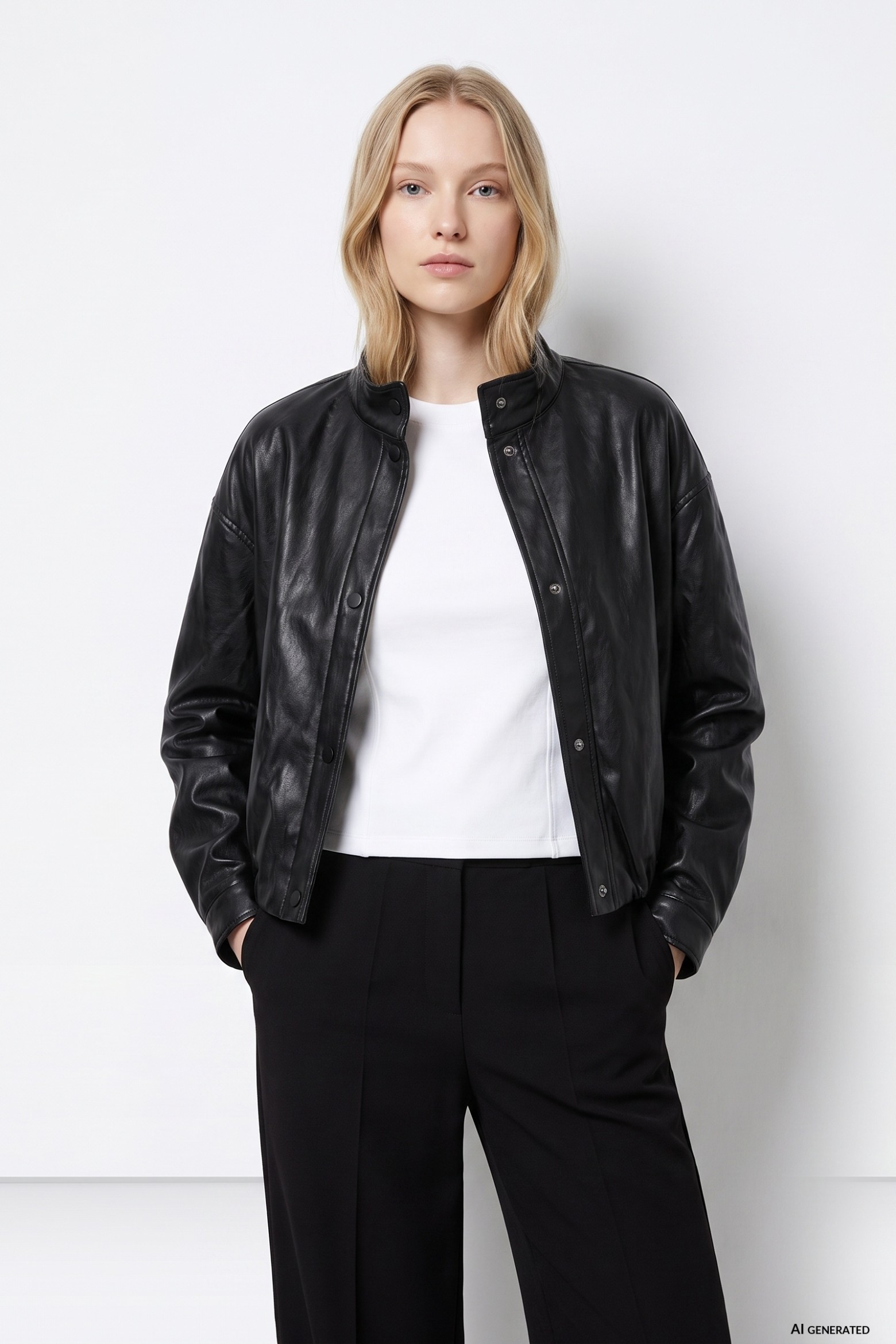 Casaco preto estilo bomber