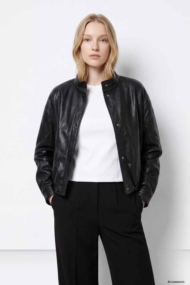Casaco preto estilo bomber