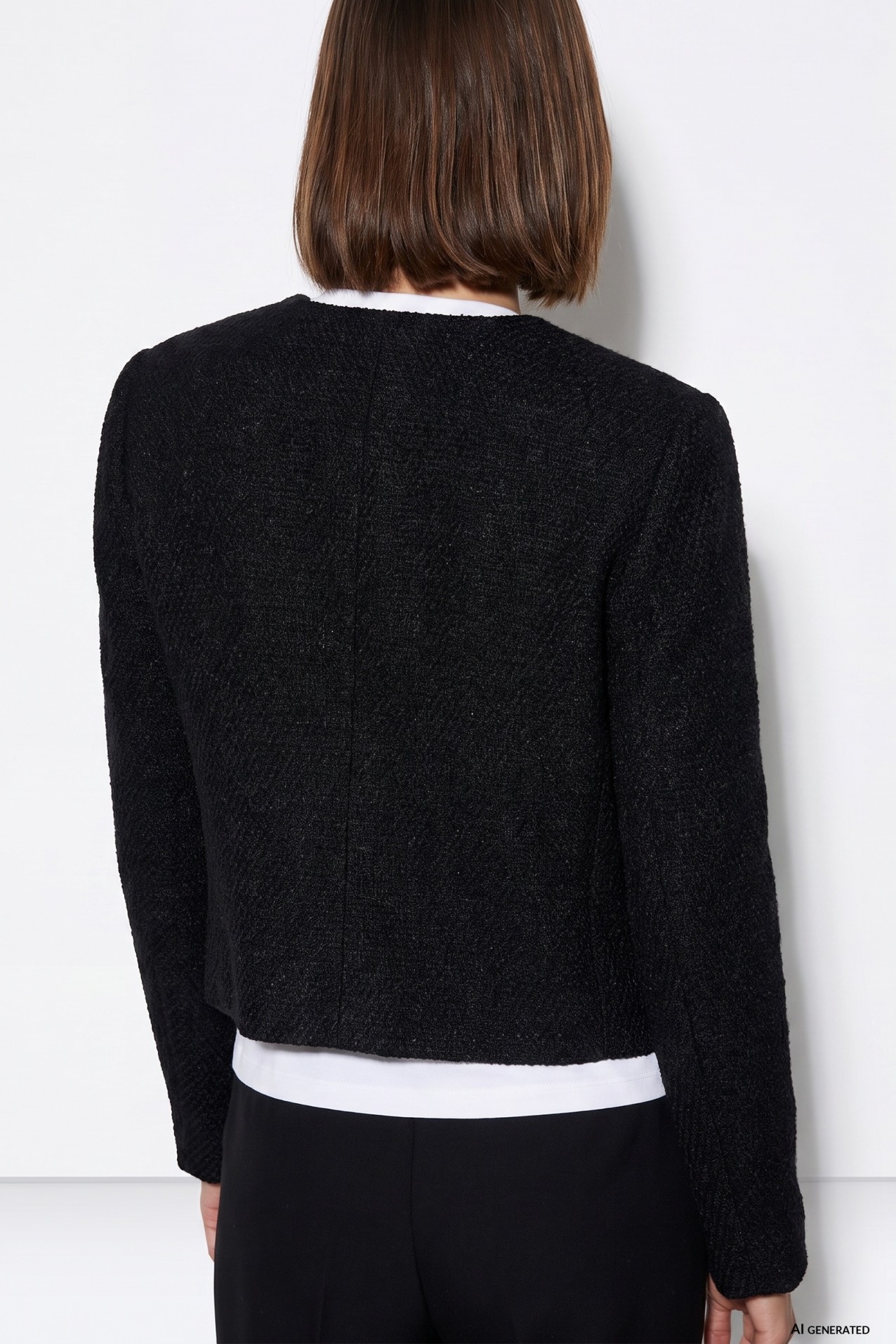 Cropped Black Buttoned Jacket