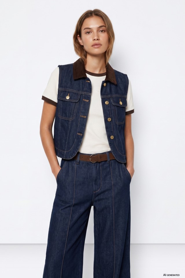Dark Blue Denim Vest