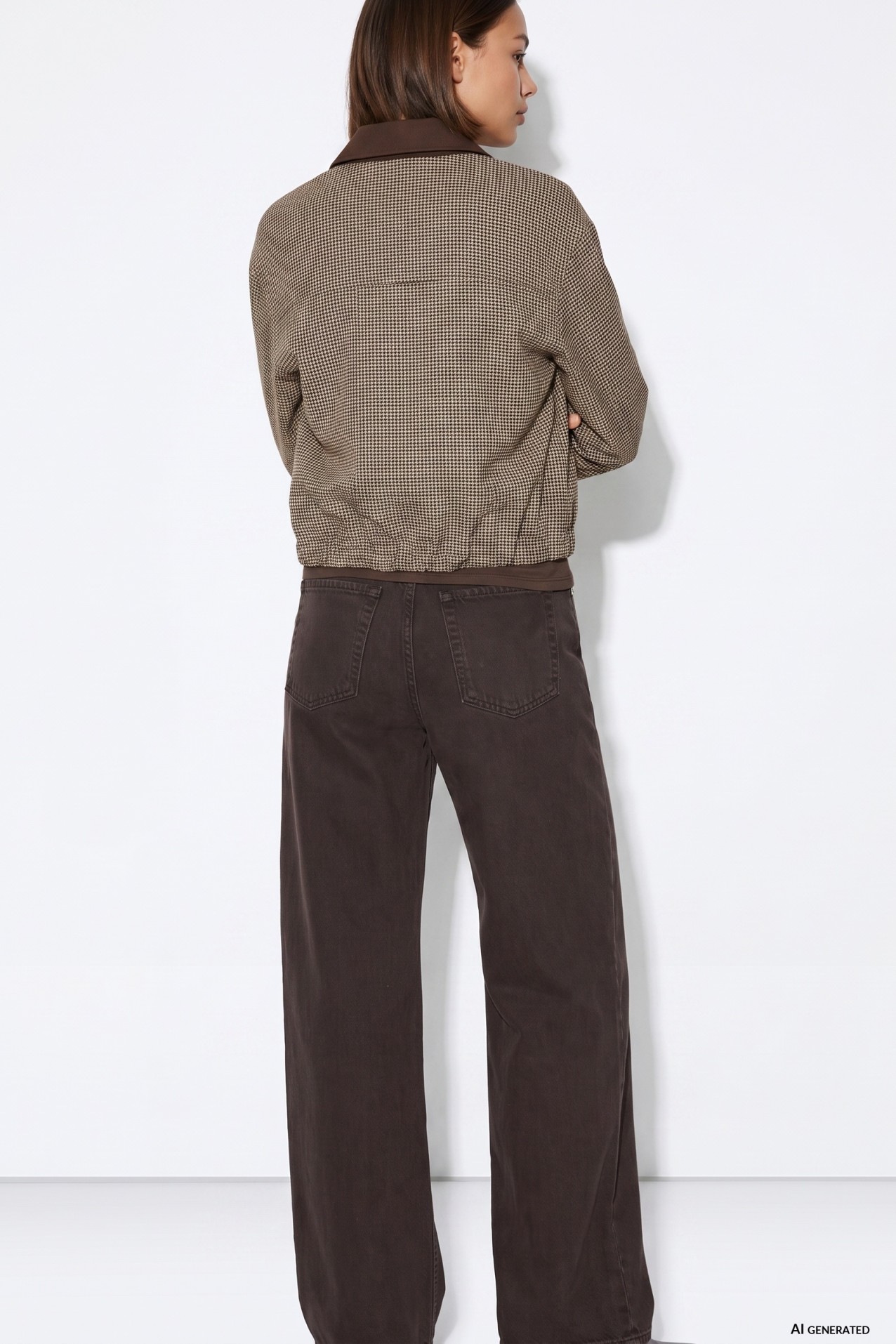 Brown Cropped Casual Jacket