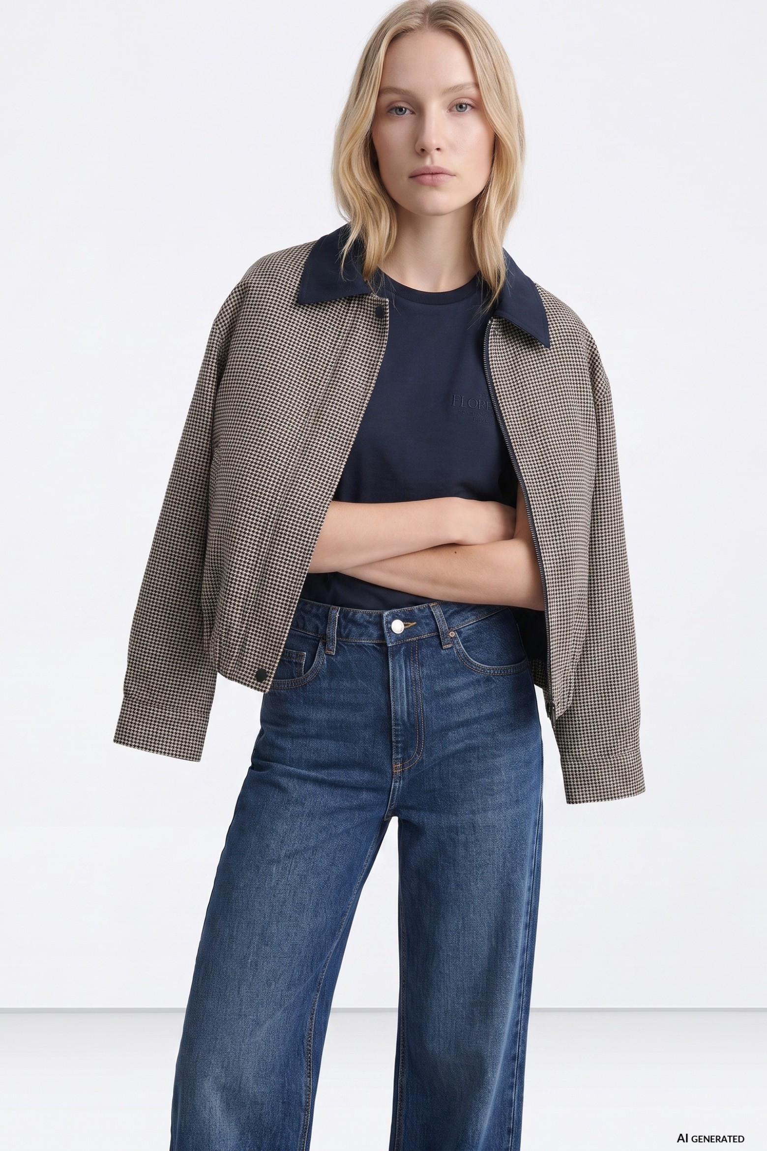 Casaco oversized gola azul