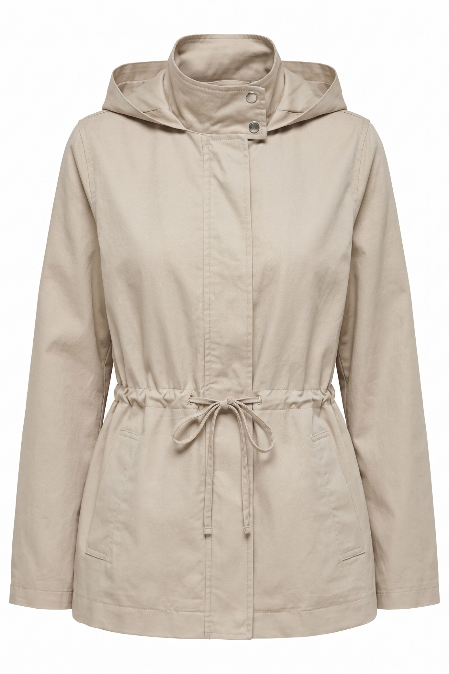 Chaqueta beige con capucha