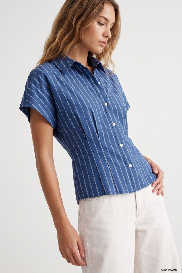 Blue Striped Short Sleeve Shirt Blue Striped Short Sleeve Shirt