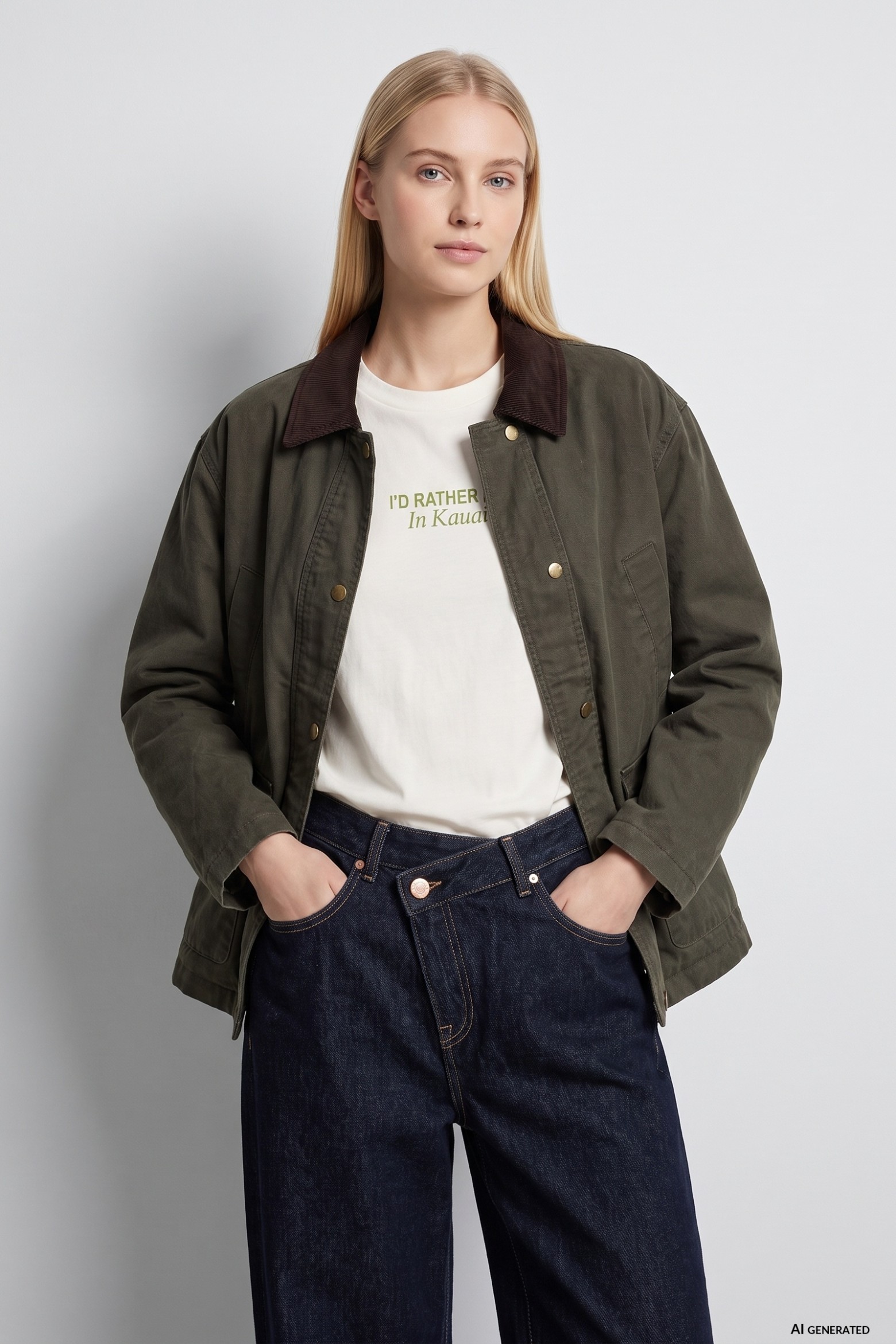 Loose Fit Green Jacket