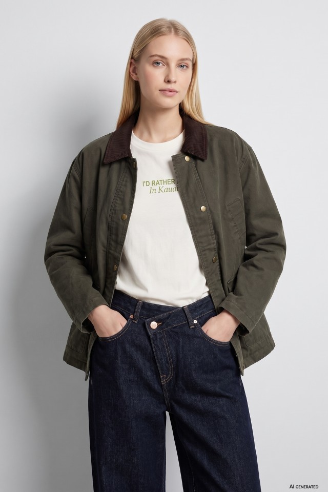 Loose Fit Green Jacket