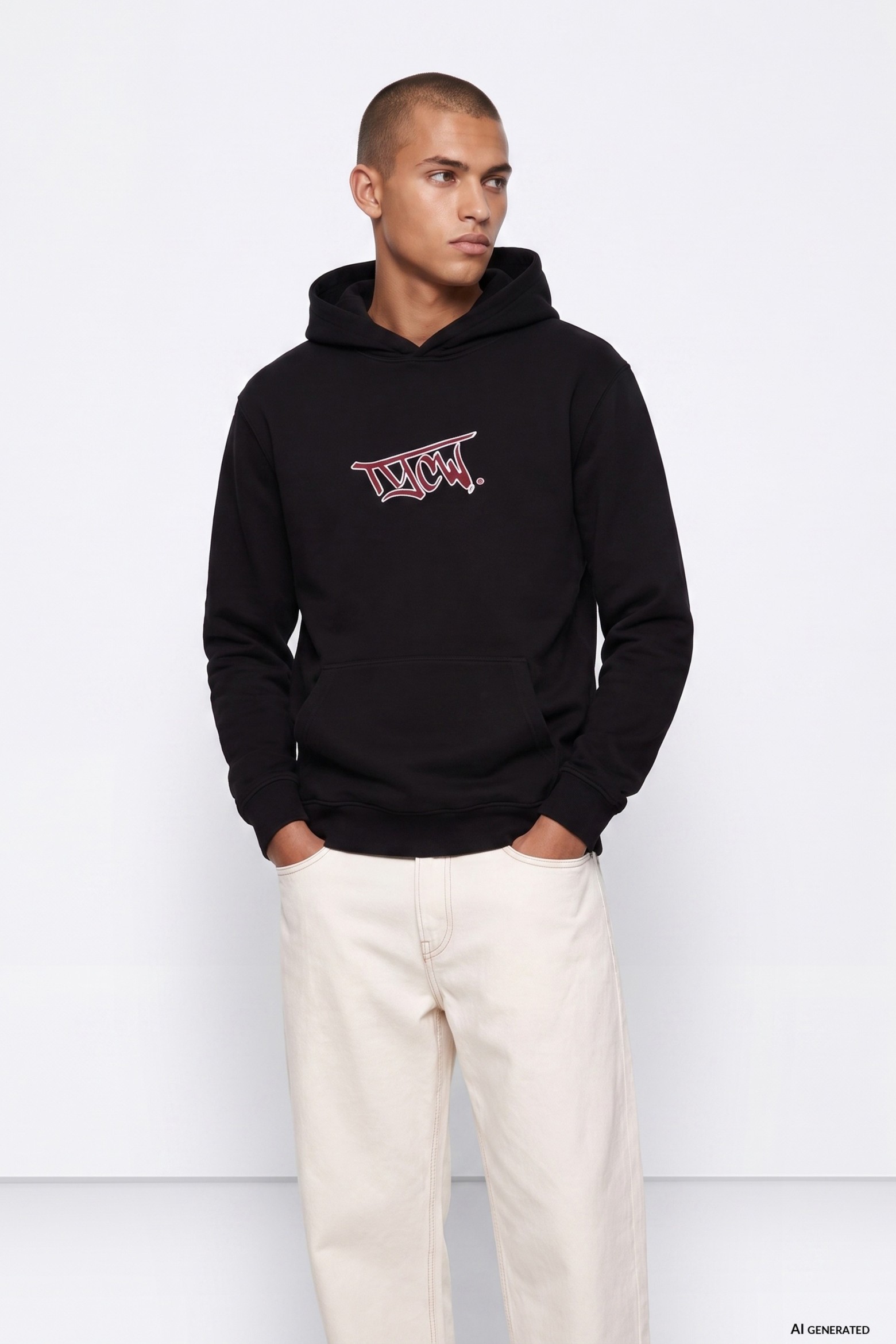 Black Oversize Graphic Hoodie