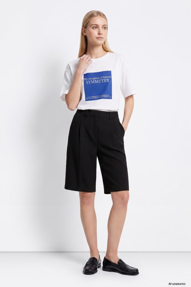 Black Wide-Leg Tailored Shorts