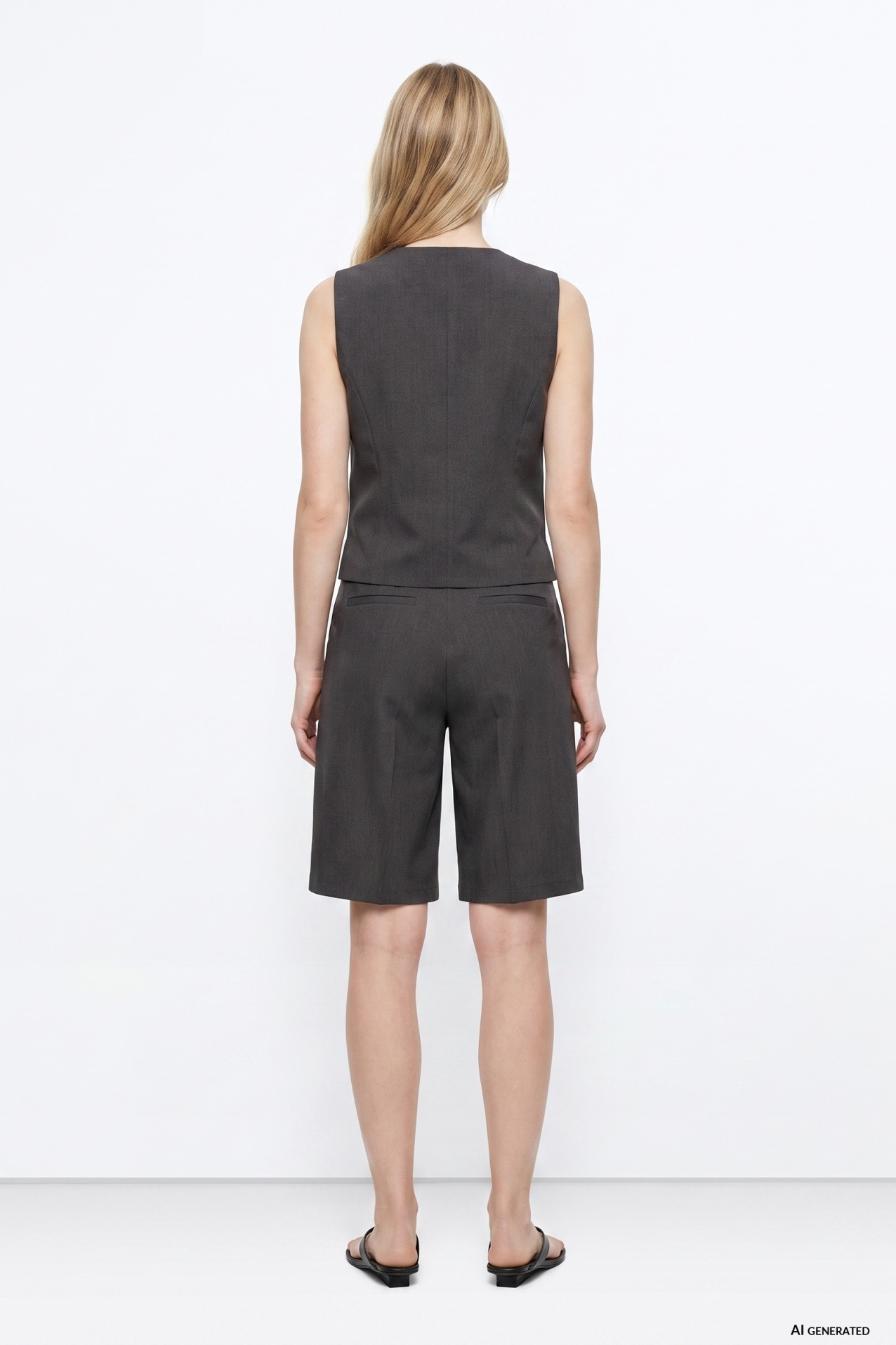 Grey Melange Wide Shorts