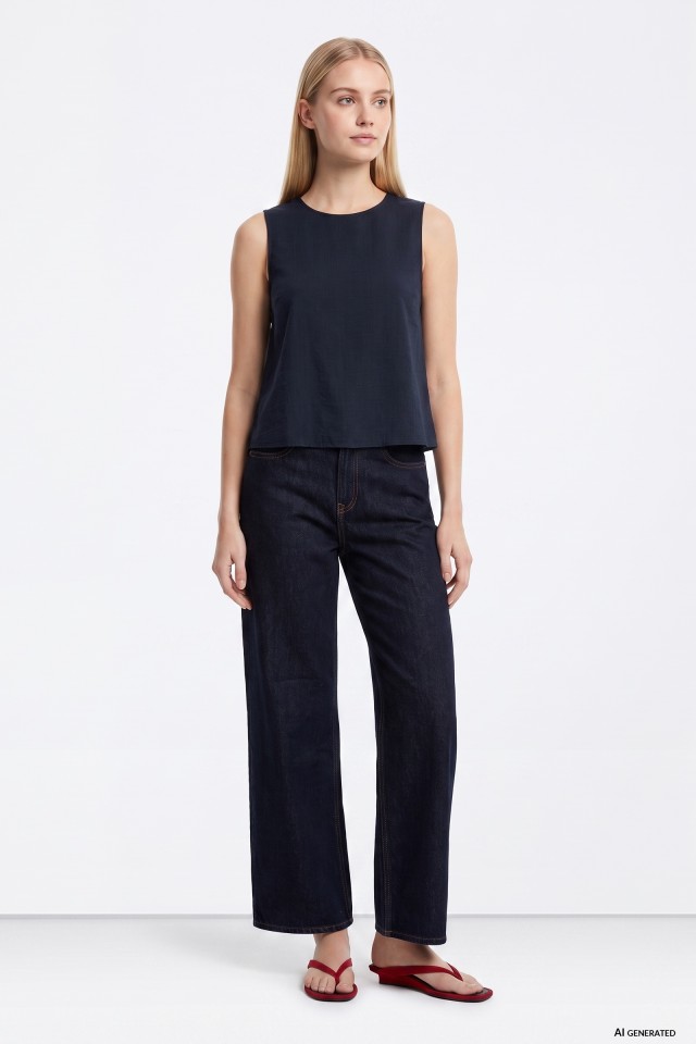 Jeans wide leg azul escuro