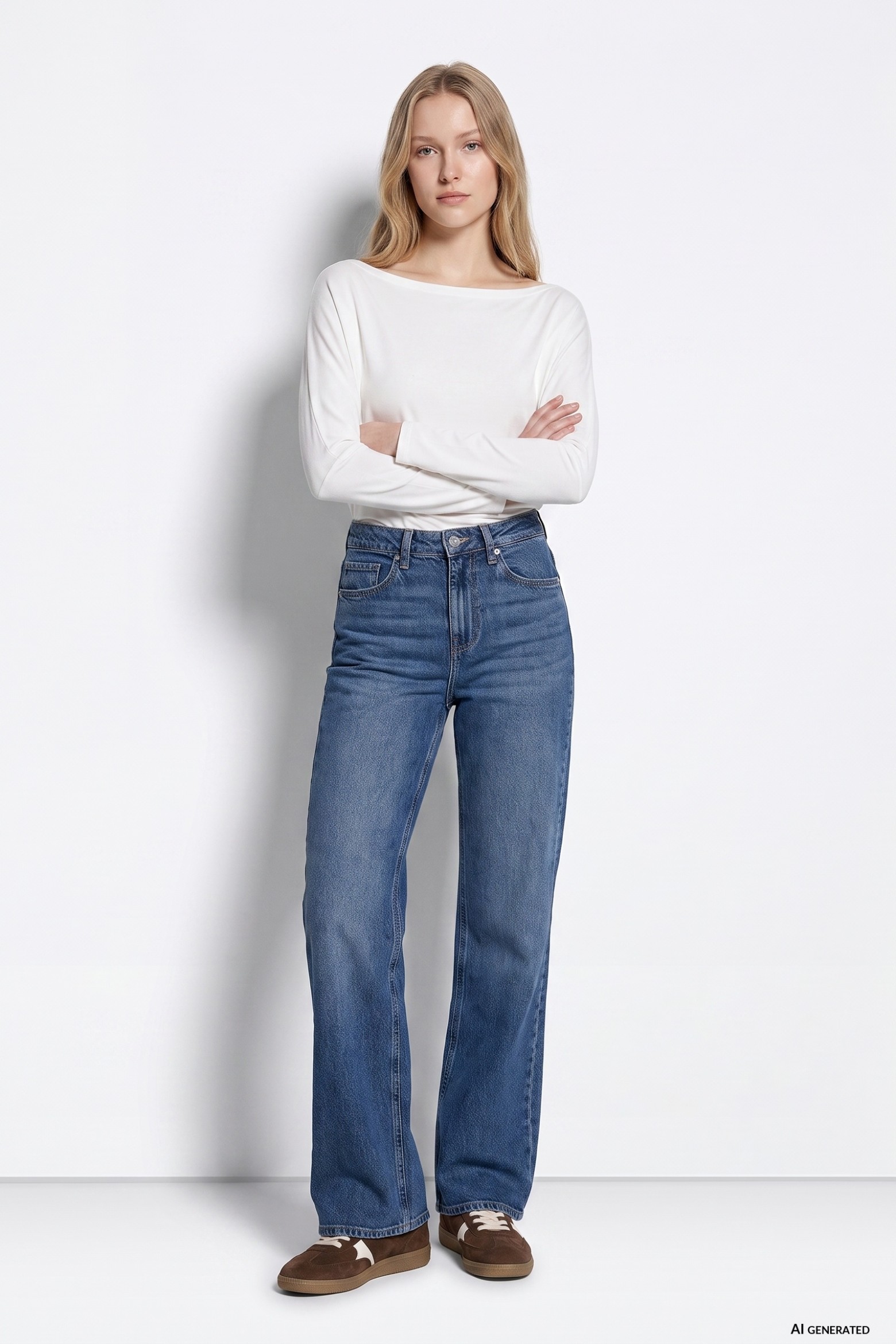 Wide Leg Dark Blue Jeans