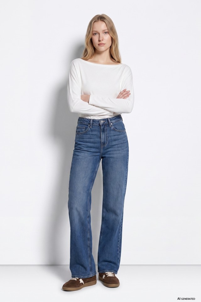 Wide Leg Dark Blue Jeans