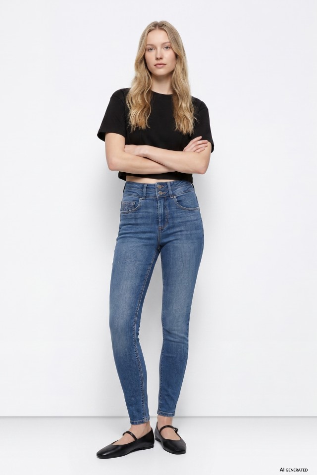 High Waist Slim Jeans
