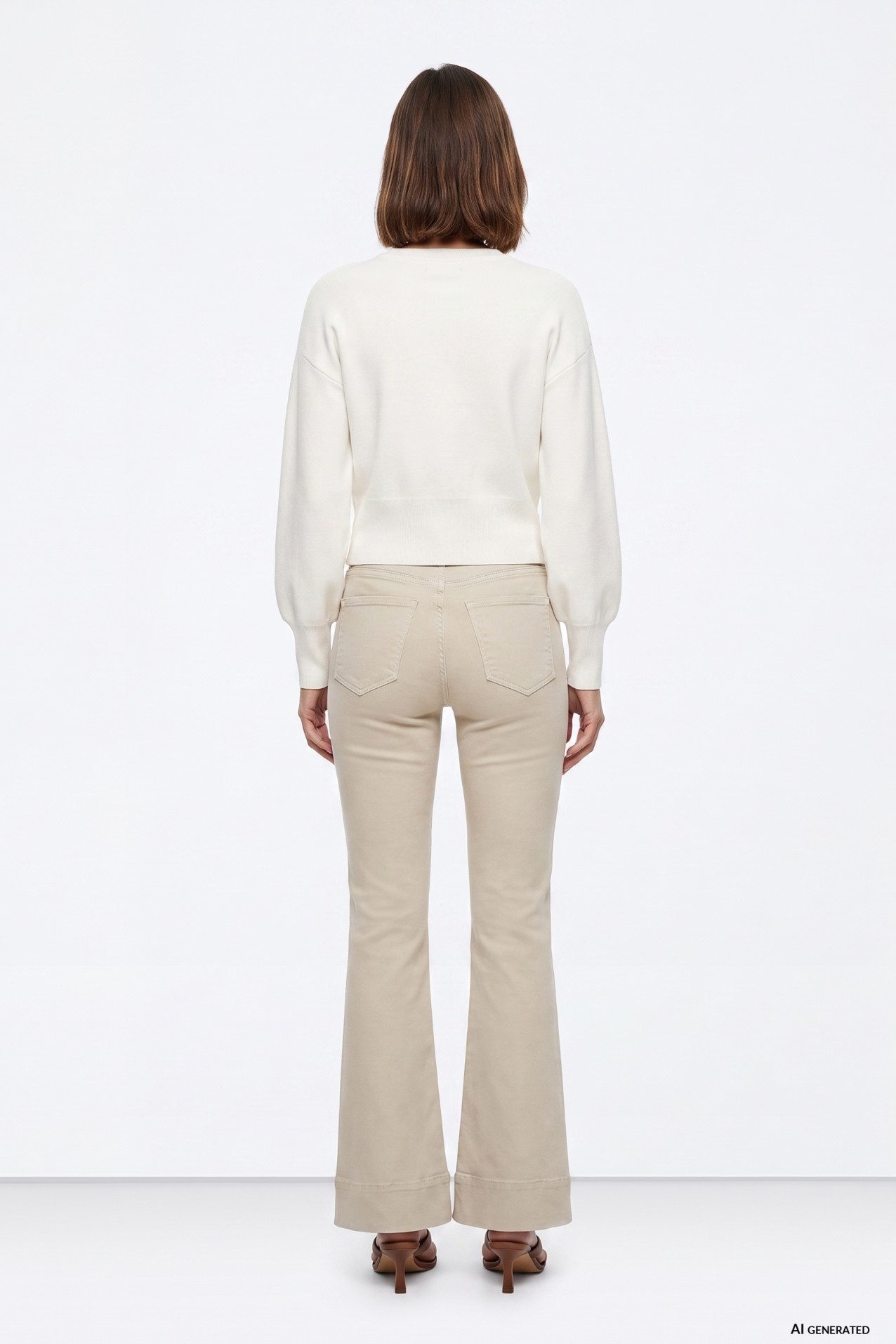 Vaqueros beige corte flare
