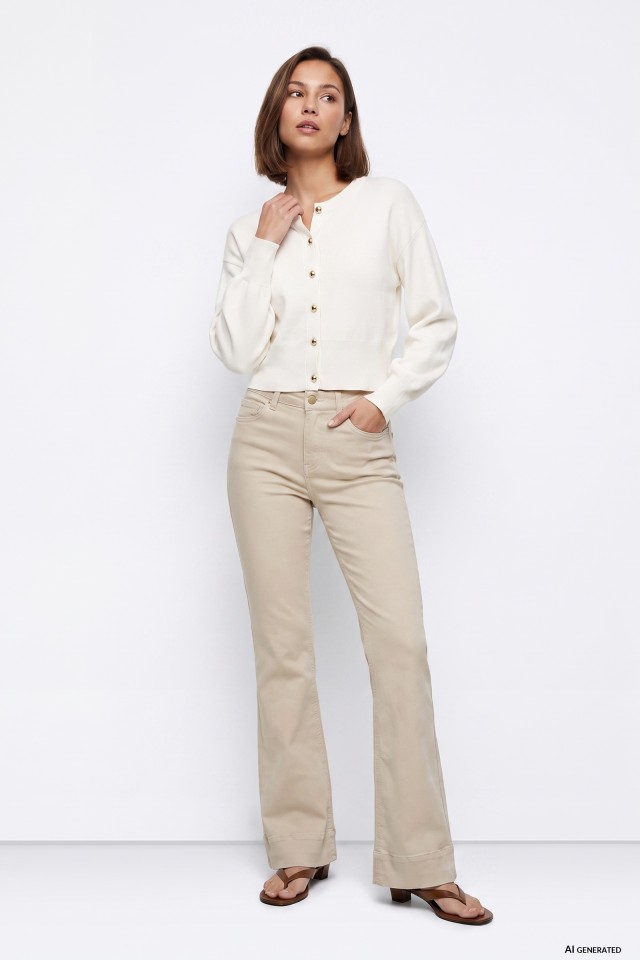 Vaqueros beige corte flare
