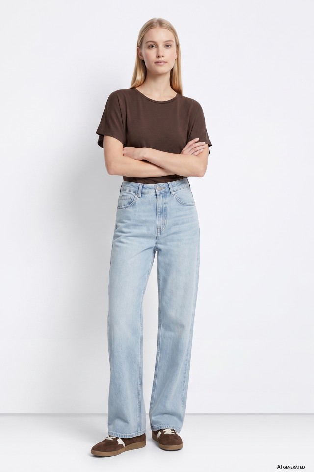 Jeans straight azul claro