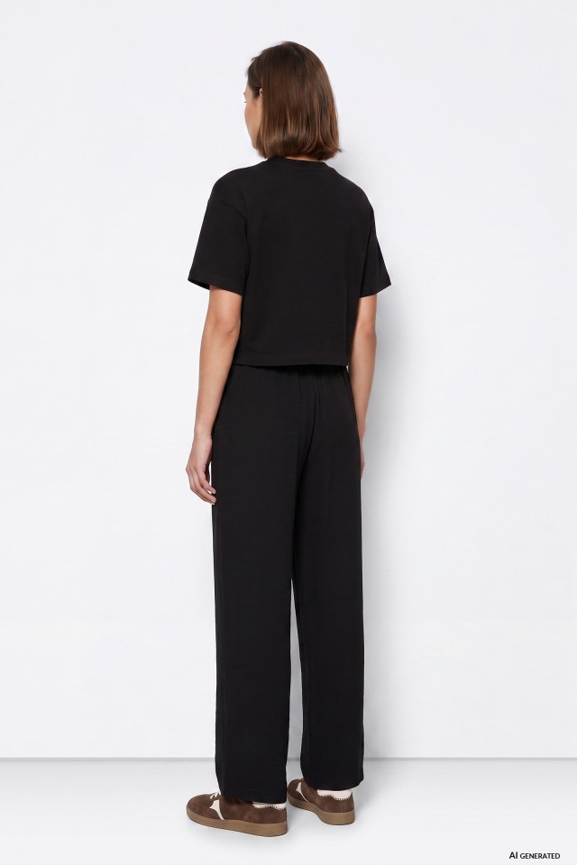 Wide Black Pleated Trousers Wide Black Pleated Trousers