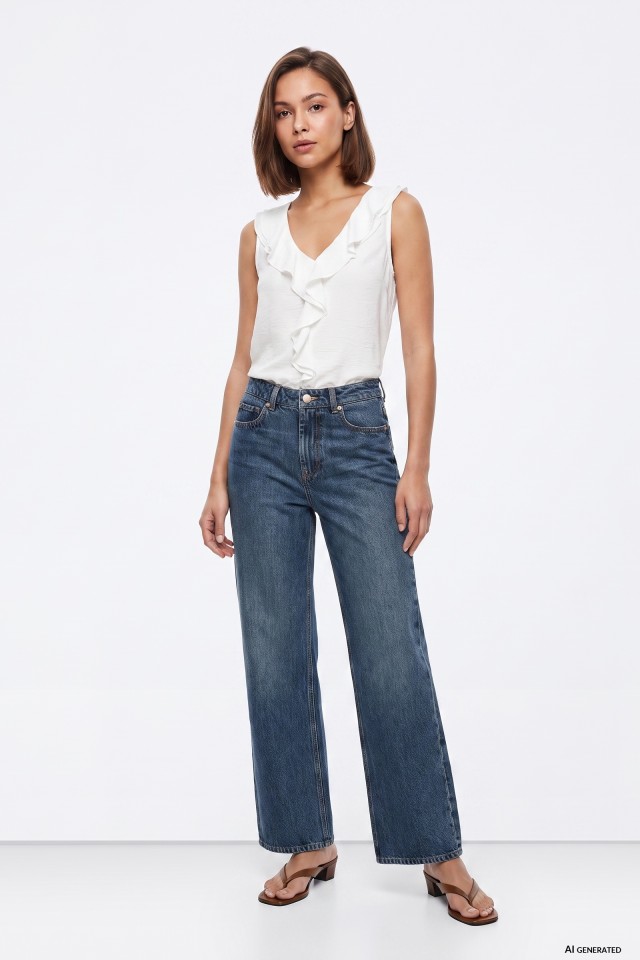 Dark Blue Wide Leg Jeans