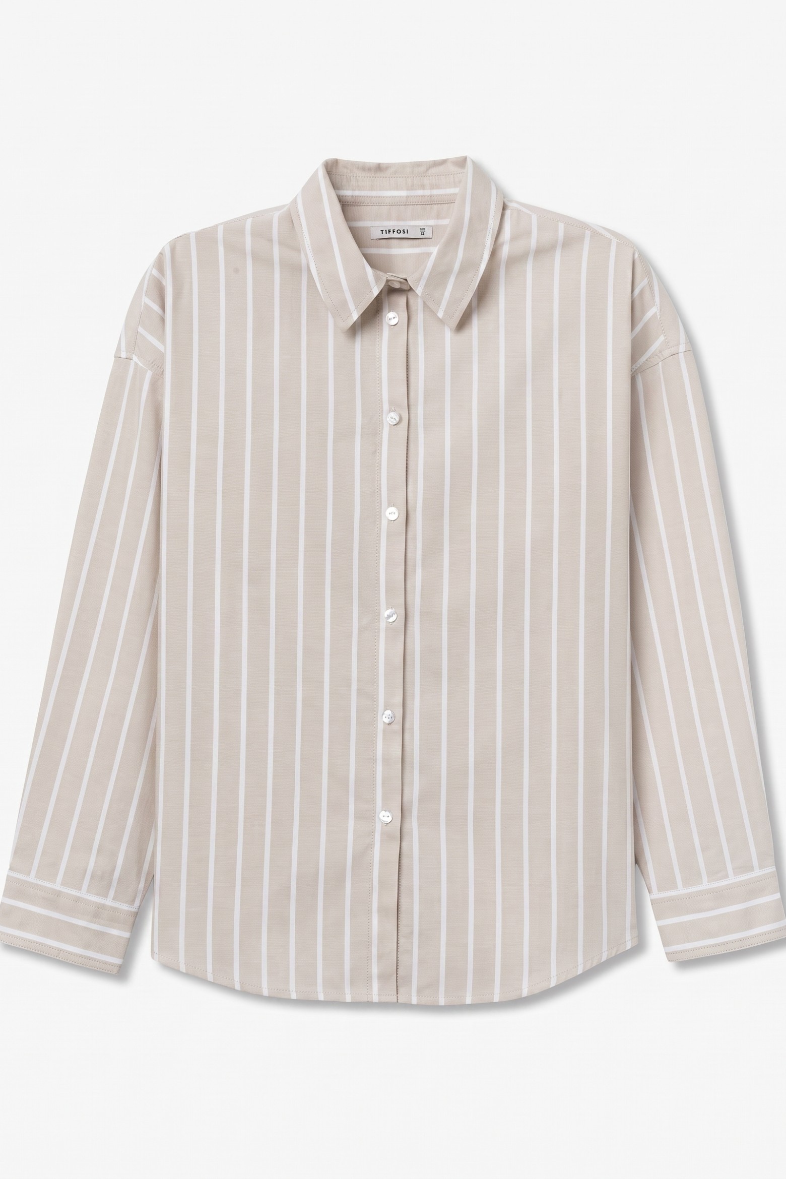 Beige Striped Oversize Shirt