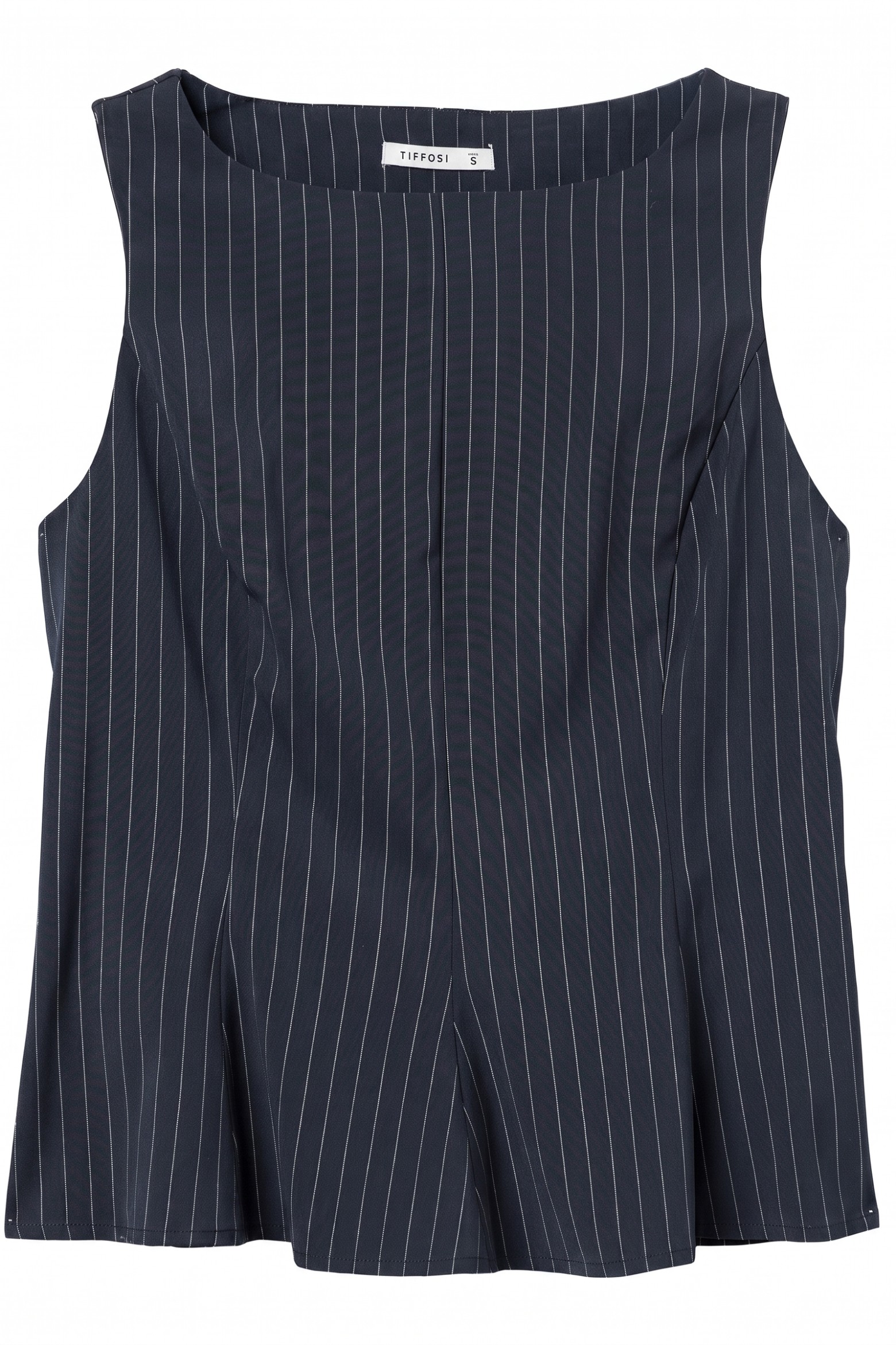 Navy Pinstripe Fitted Top